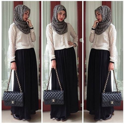 black and white muslimah outfit
