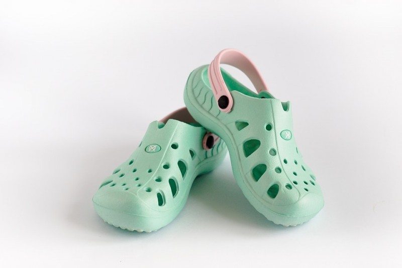 pastel green crocs