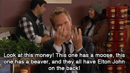 How I Met Your Mother Barney Stinson counting Canadian coins