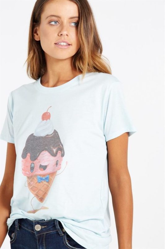 Cotton On Tbar Fox Graphic T Shirt Ice-cream