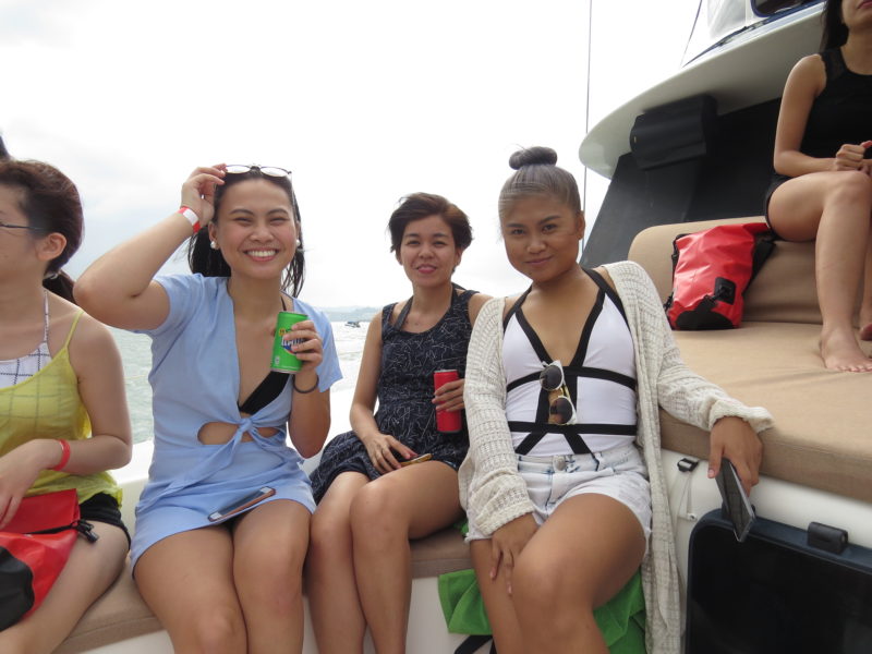 women on yacht