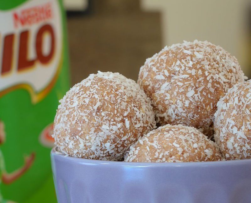 Milo Balls dusted with coconut shreds