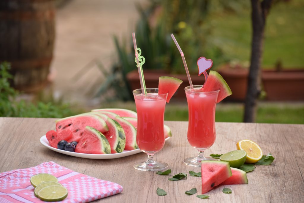 Watermelon juice in glasses 