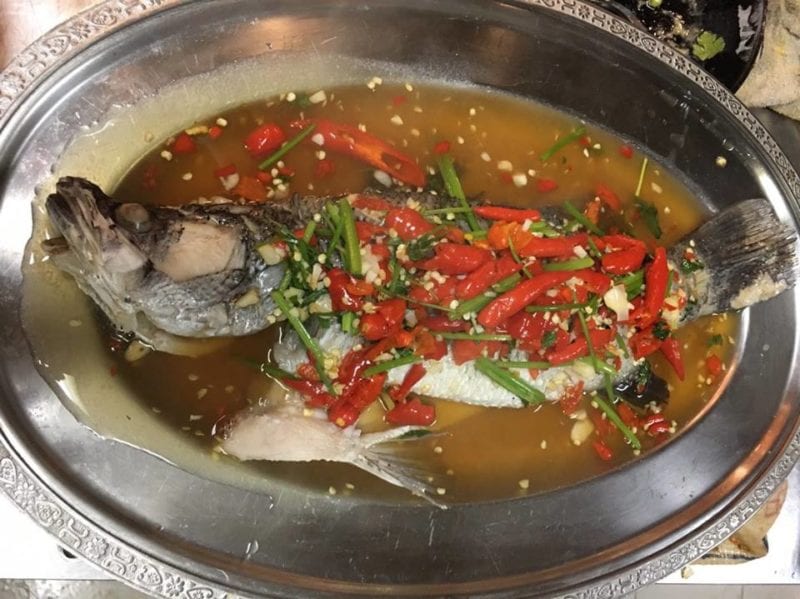 thai tantric Steamed Seabass in Thai Sauce