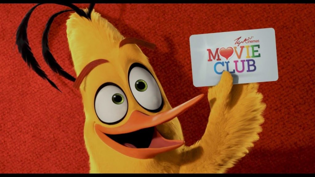yellow smiley angry bird holding TGV card