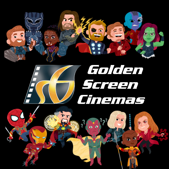 GSC Cinemas cover logo with mini super heroes