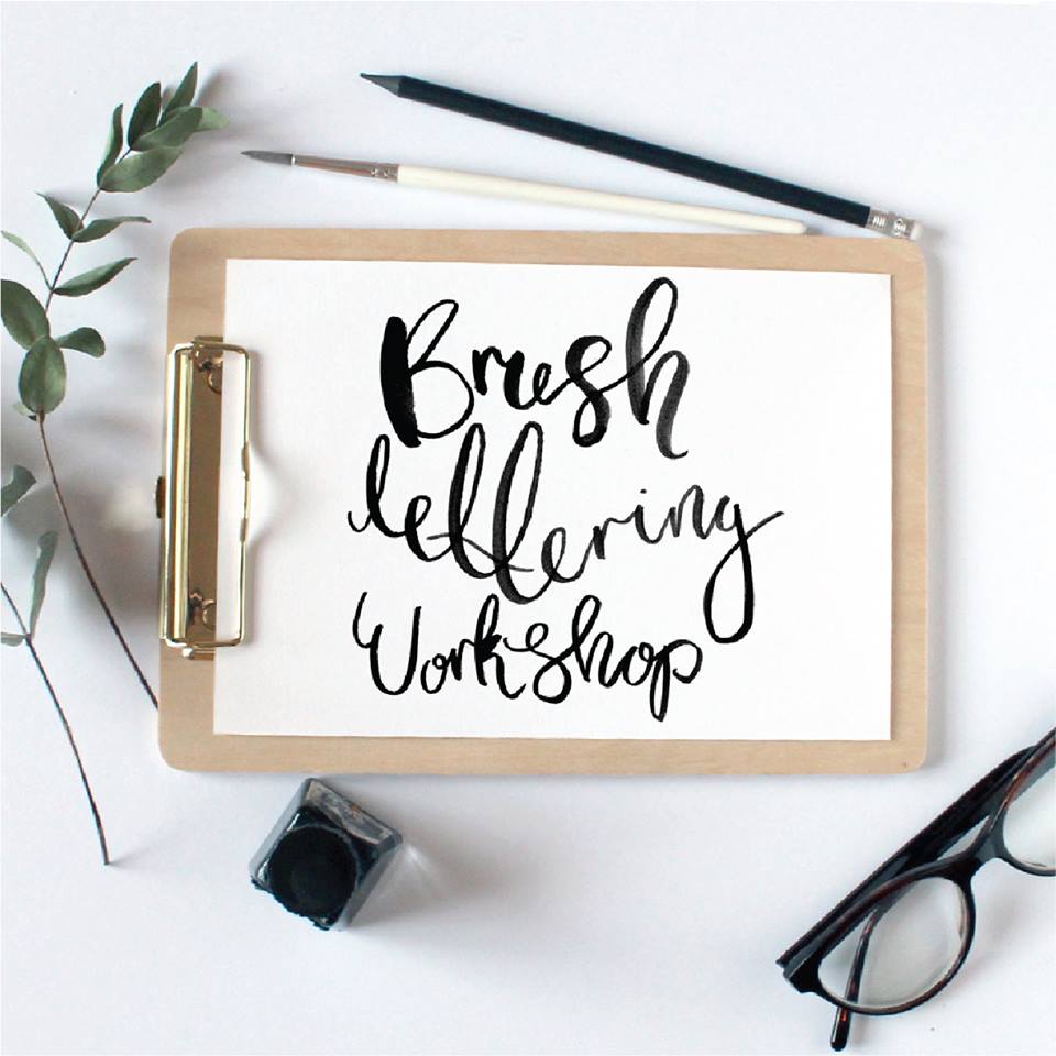 Brush lettering workshop with spectacles on side