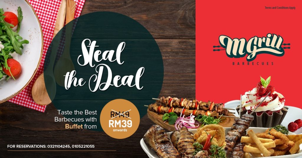 Poster on buffet deal with kebab platter on side