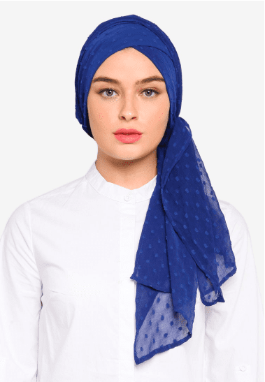 dark blue coloured Zalora turban style hijab