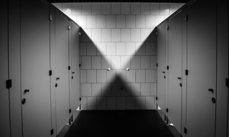 Black and white light in a toilet