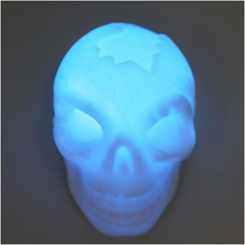 BUYINCOINS Fashion Halloween Colorful Flash LED Skull Night Light Lamp Decoration Gift