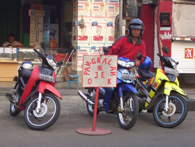 Pangkalan ojek Motorcycle taxis in Bandung, Indonesia