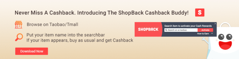 Earn Taobao cashback through Shopback's browser extension