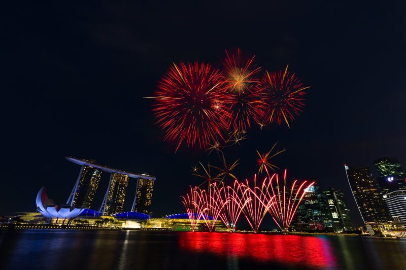 Singapore National Day Fireworks at Esplanade Outdoor Theatre