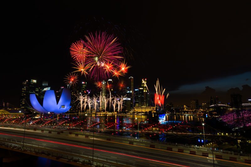 Singapore National Fireworks at Benjamin Sheares Bridge
