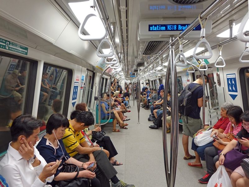 Passengers on Mrt Train Singapore Mass Rapid Transit