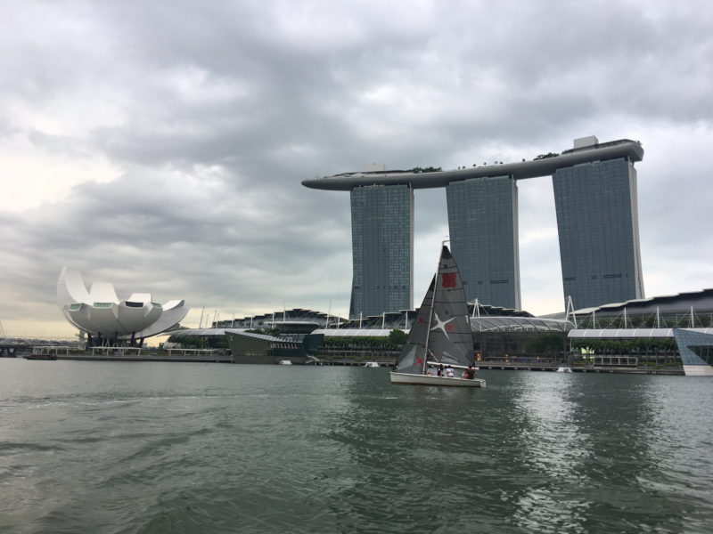 sailing at marina bay in singapore