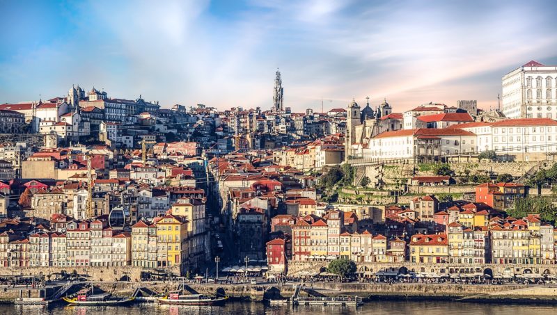 View of downtown Ribeira in Porto, Portugal