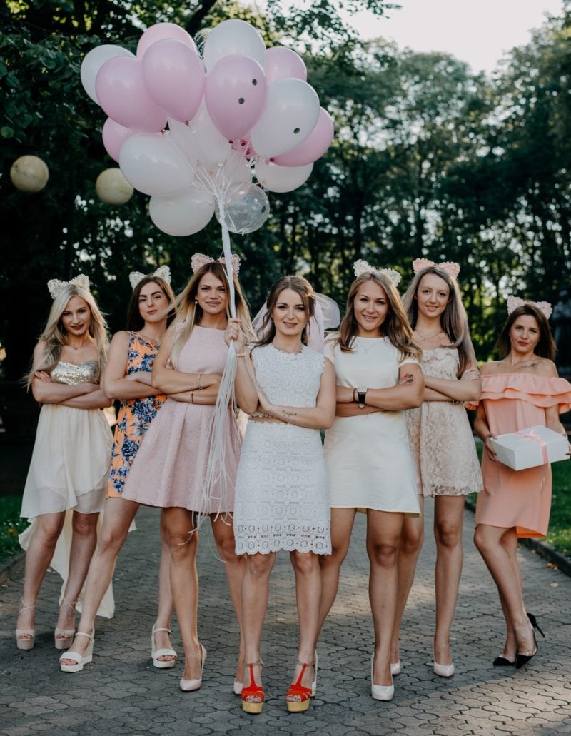 Group of bridesmaid wearing new dresses