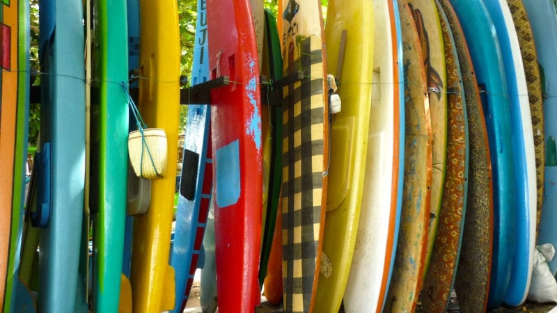 surf boards at kuta beach, bali