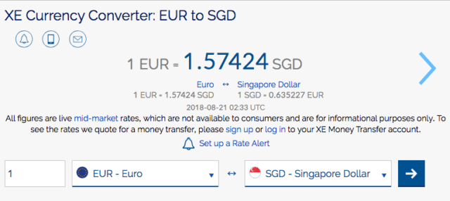 Euro To SGD Exchange Rate