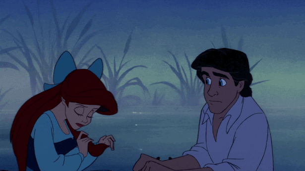 romance between little mermaid and prince animation