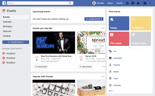 facebook events page