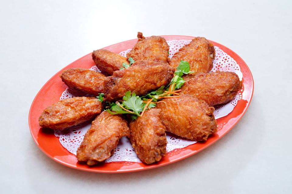 fried chicken on a red plate