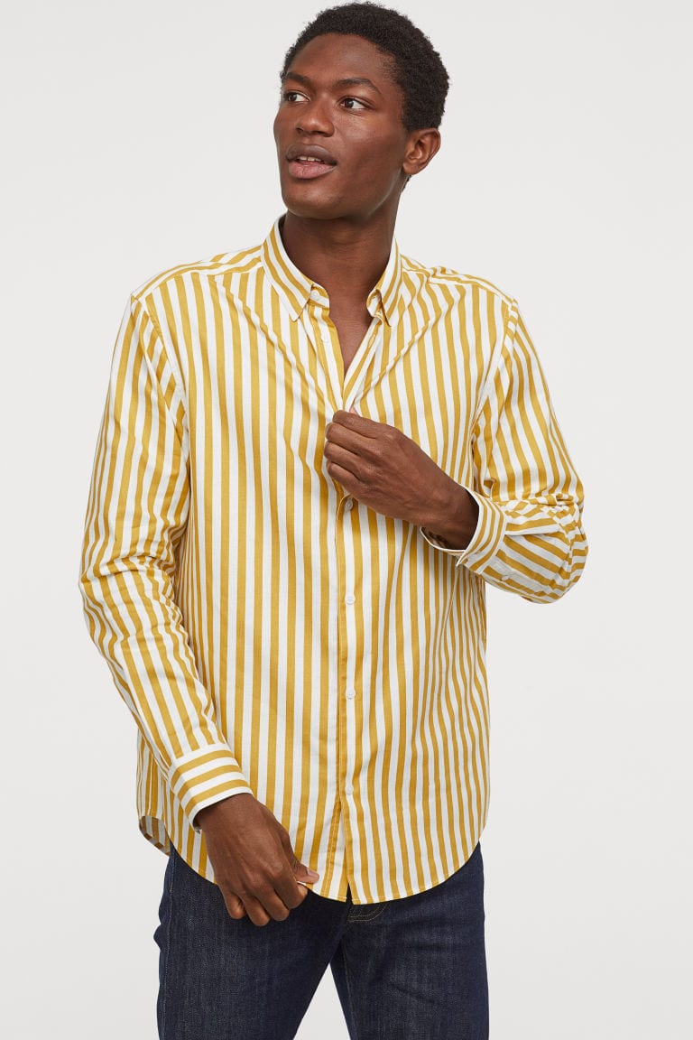 yellow and white striped shirt