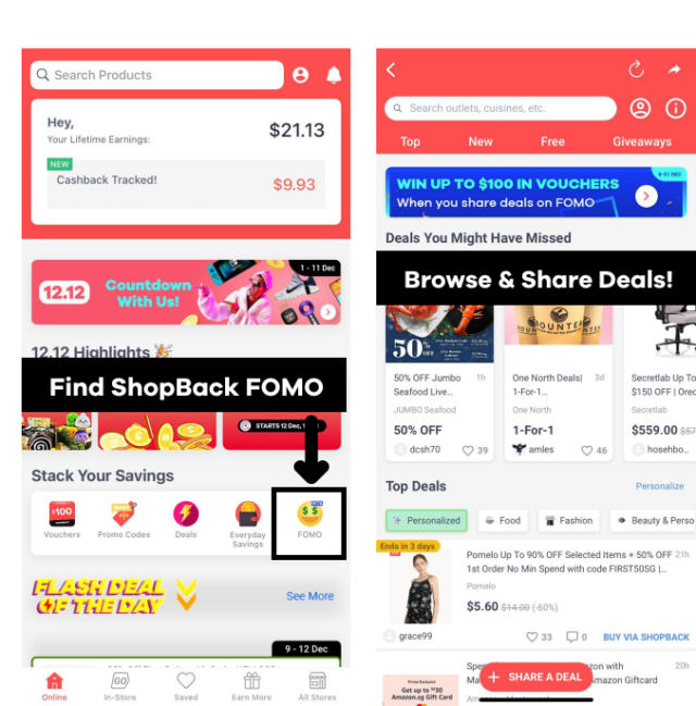 ShopBack FOMO on ShopBack App