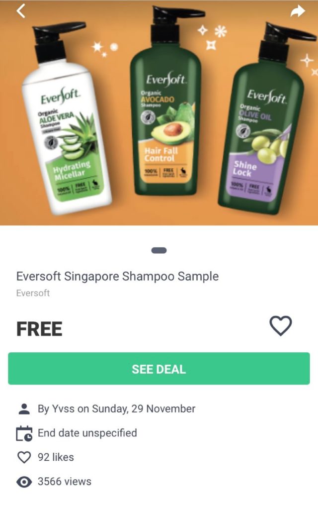 eversoft shampoo sample freebie