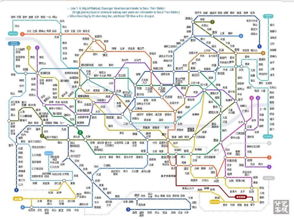 韓國首爾地鐵路線圖